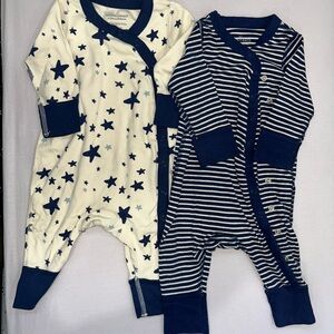 Set of 2 Hanna Anderson Baby Star and Stripe Rompers size 3-6 months